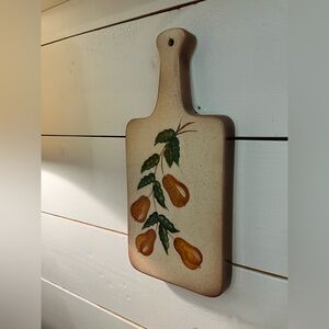 Vintage  Ceramic Pear Motif Cutting Board / Trivet – Cream & Brown
